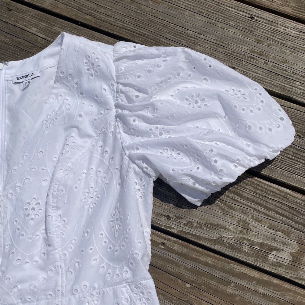 Express White Eyelet Romper - Picture 3 of 16